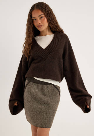 Pcanglica Hw Mini Knit Skirt Silver