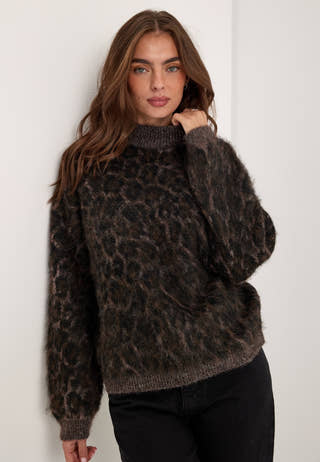 Pcelina Ls High Neck Knit Brown