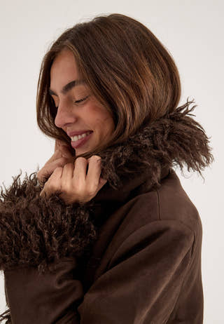 Pcnanna Brushed Short Jacket Brown