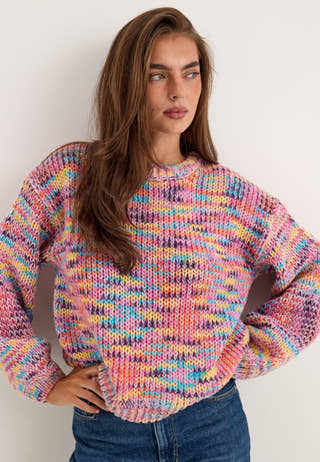 Pcajla Ls Oversized O-neck Knit Pink
