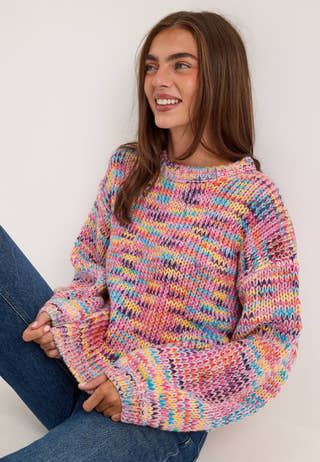 Pcajla Ls Oversized O-neck Knit Pink