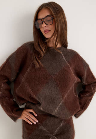 Yasargy Ls Mohair Blend Knit Pullover Patterned