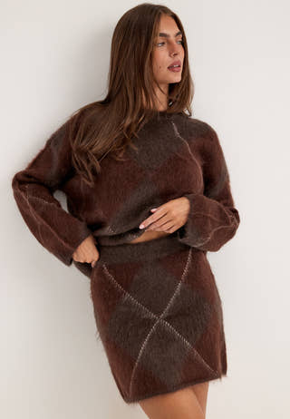 Yasargy Hw Mohair Blend Knit Skirt Patterned