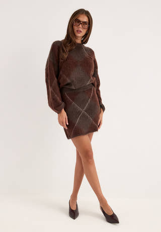 Yasargy Hw Mohair Blend Knit Skirt Patterned