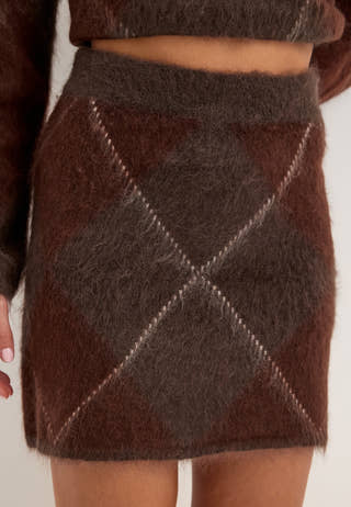 Yasargy Hw Mohair Blend Knit Skirt Patterned
