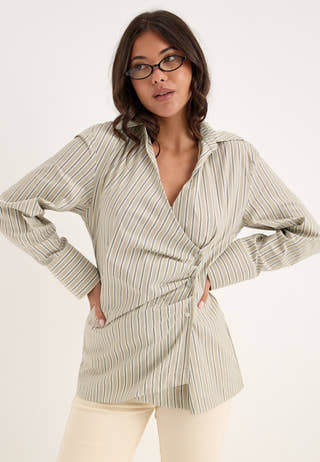 Yasalisa Ls Long Wrap Shirt Green
