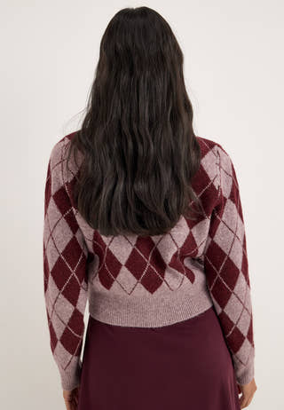 Vmhalo Ls O-neck Argyle Cardigan Purple
