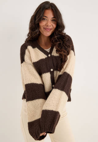 Vmmaybe Ls V-neck Button Cardigan Brown