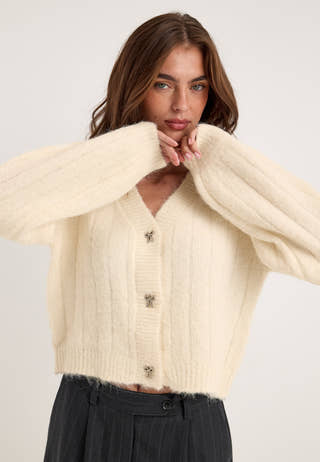 Vmsally Ls V-neck Cardigan Beige