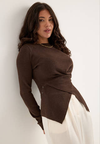 Vmsiena Ls Boatneck Wrap Pullover Brown
