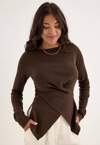 Vmsiena Ls Boatneck Wrap Pullover Brown