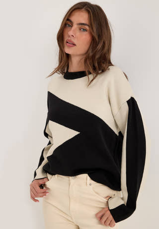 Objray O-neck L/S RE KNIT PULLOVER Black
