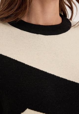 Objray O-neck L/S RE KNIT PULLOVER Black