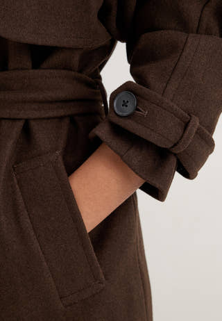 Onldear-trillion Long Belt Coat Brown