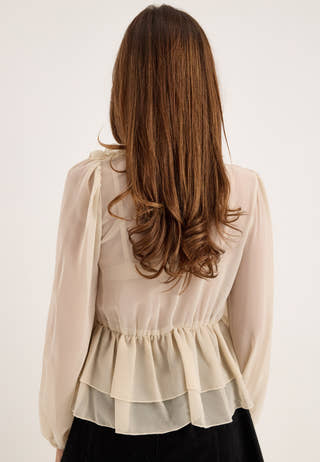 Onlseitre L/S FRILL TOP CC WVN White