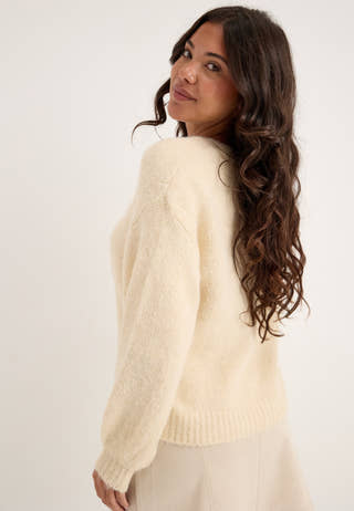 Onlnellie Ls V-neck Cardigan Beige
