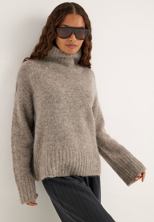 Slwgabriella Ls Knit High Neck Beige