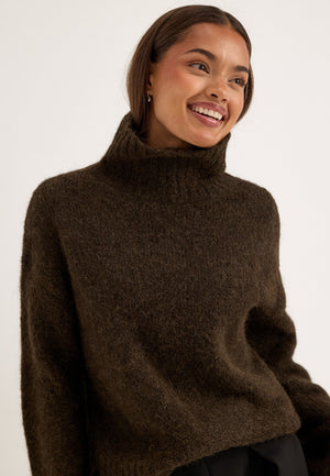 Slwgabriella Ls Knit High Neck Brown
