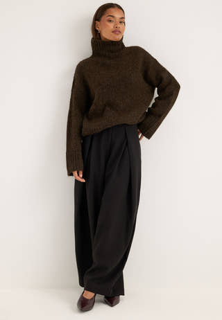 Slwgabriella Ls Knit High Neck Brown