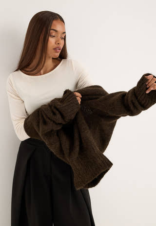 Slwgabriella Ls Knit High Neck Brown