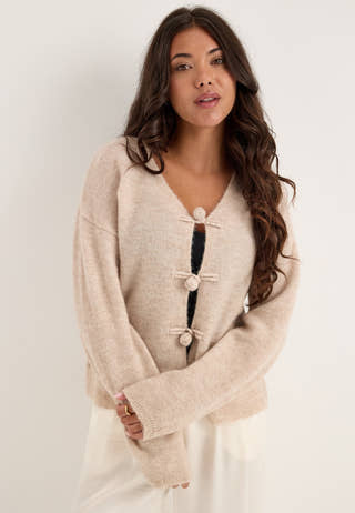 Slwlulu Ls Duffle Knit Cardigan Beige