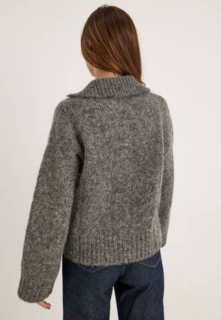 Slwanjuli Ls Knit Half Zip Grey