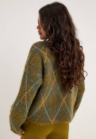 Slwlulu Brushed Argyle Knit O-neck Green