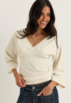 V-neck Batwing top White