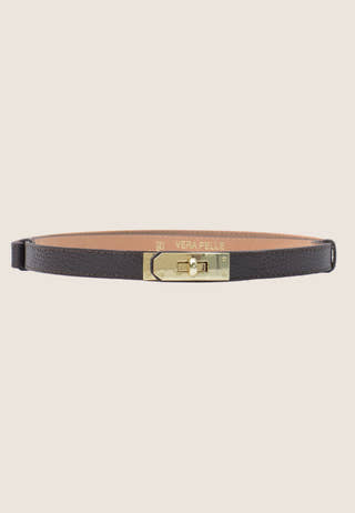 Suede Belt With Turn Lock Brown