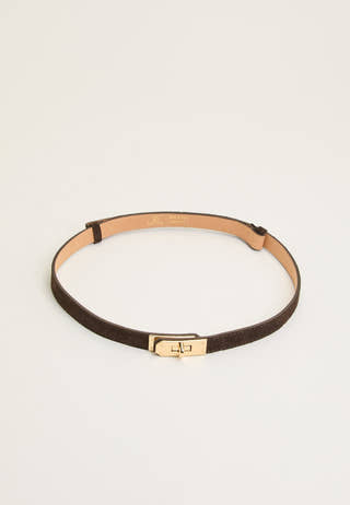 Suede Belt With Turn Lock Brown