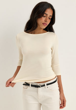 3/4 Sleeve Top White