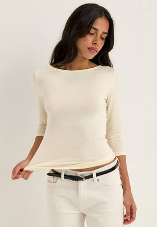 3/4 Sleeve Top White