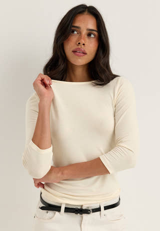 3/4 Sleeve Top White
