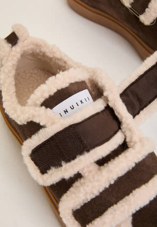 Shearling Low Velcro Sneaker Brown