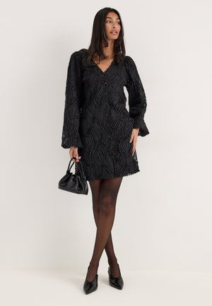 Objlucie Luka L/S RE DRESS Black