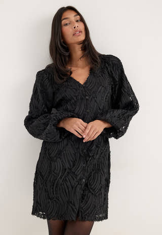 Objlucie Luka L/S RE DRESS Black
