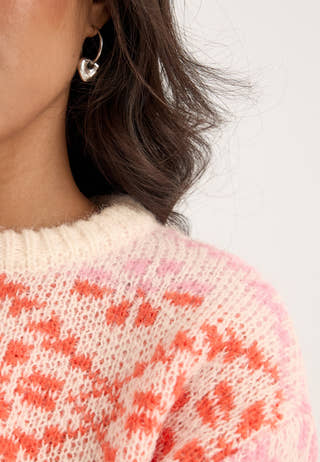 Onlcaro Ls Pattern O-neck Cc Knt White