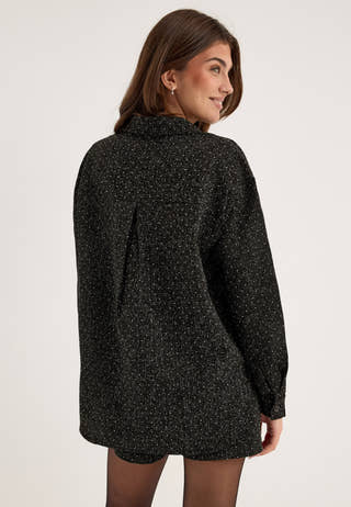 Onlyule L/S RHINESTONE SHACKET Black