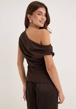 Asymmetric Draped Top Brown