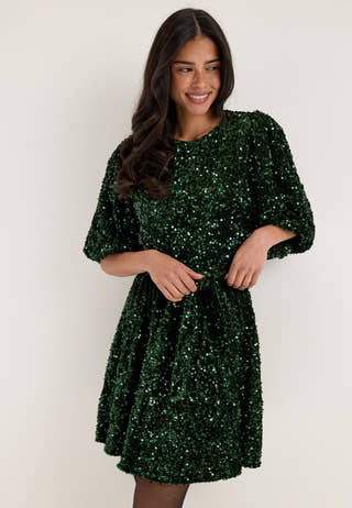 Vifaith O-neck 3/4 SHORT DRESS Green