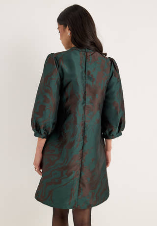 Vilenuna O-neck 3/4 Short Dress Green