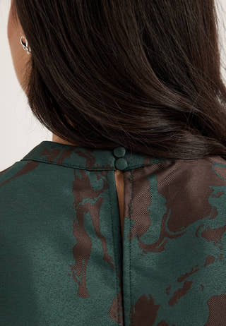 Vilenuna O-neck 3/4 Short Dress Green