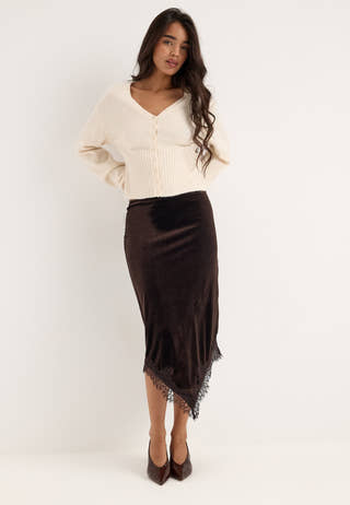 Vialindra Hw Midi Skirt Brown