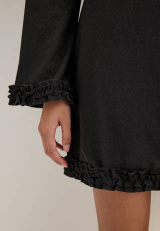 Pcpaige Ls Frill Dress Black