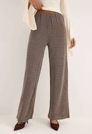 Pcfina Hw Wide Pants Jrs Brown