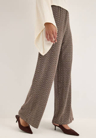 Pcfina Hw Wide Pants Jrs Brown