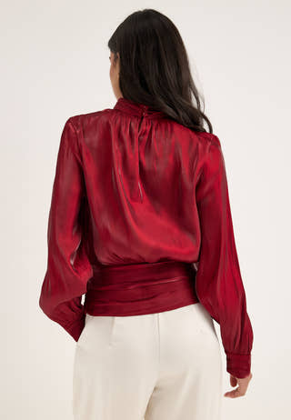 Vmpolly Ls High Neck Top Red