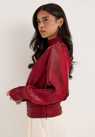 Vmpolly Ls High Neck Top Red
