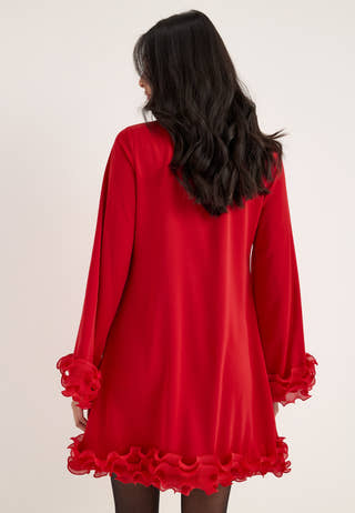 A-line Flounce Dress Red