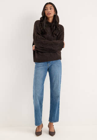 Vmmaybe Ls High Neck Cable Pullover Brown